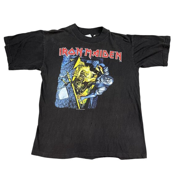 VTG Iron Maiden 1990 No Prayer for the Dying Black T-Shirt Sz Large